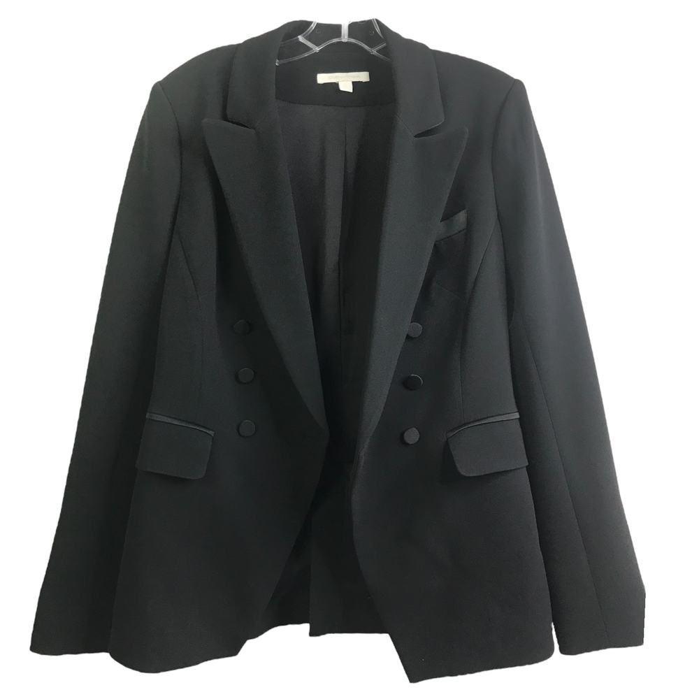 Jonathan Simkha Womens Black‎ Tuxedo jacket satin trim / buttons